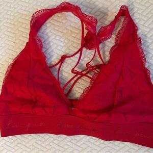 PINK Victoria's Secret Vibrant Red Lace Bralette